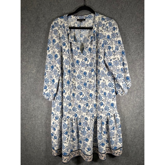 Rachel Zoe Women Large Floral Boho Tiered Ruffle Mini Dress Tassels Cottagecore - Picture 2 of 8